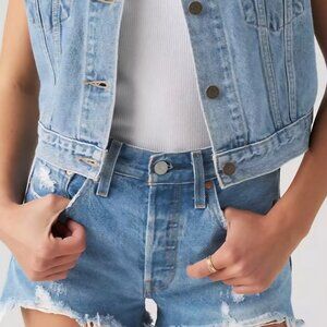 Levi's Light Blue Distressed Denim Jean Shorts